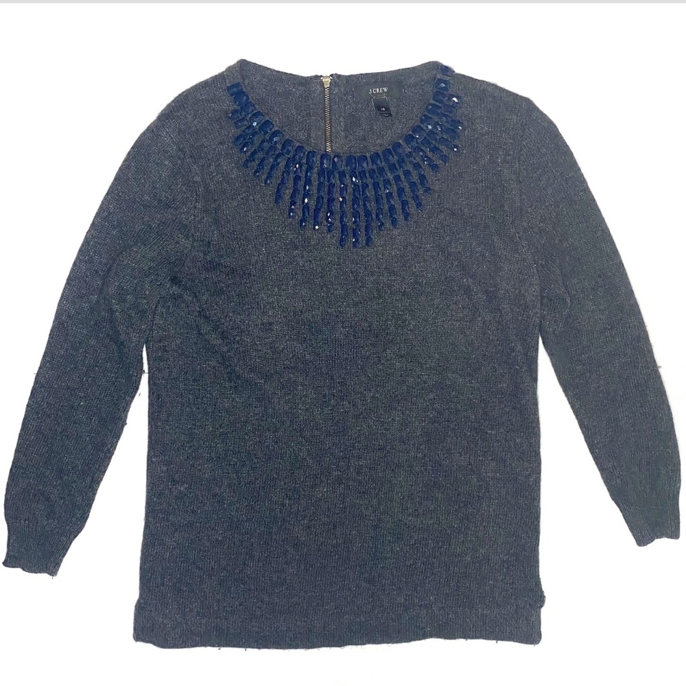 J. Crew • gray jewel starburst wool blend sweater